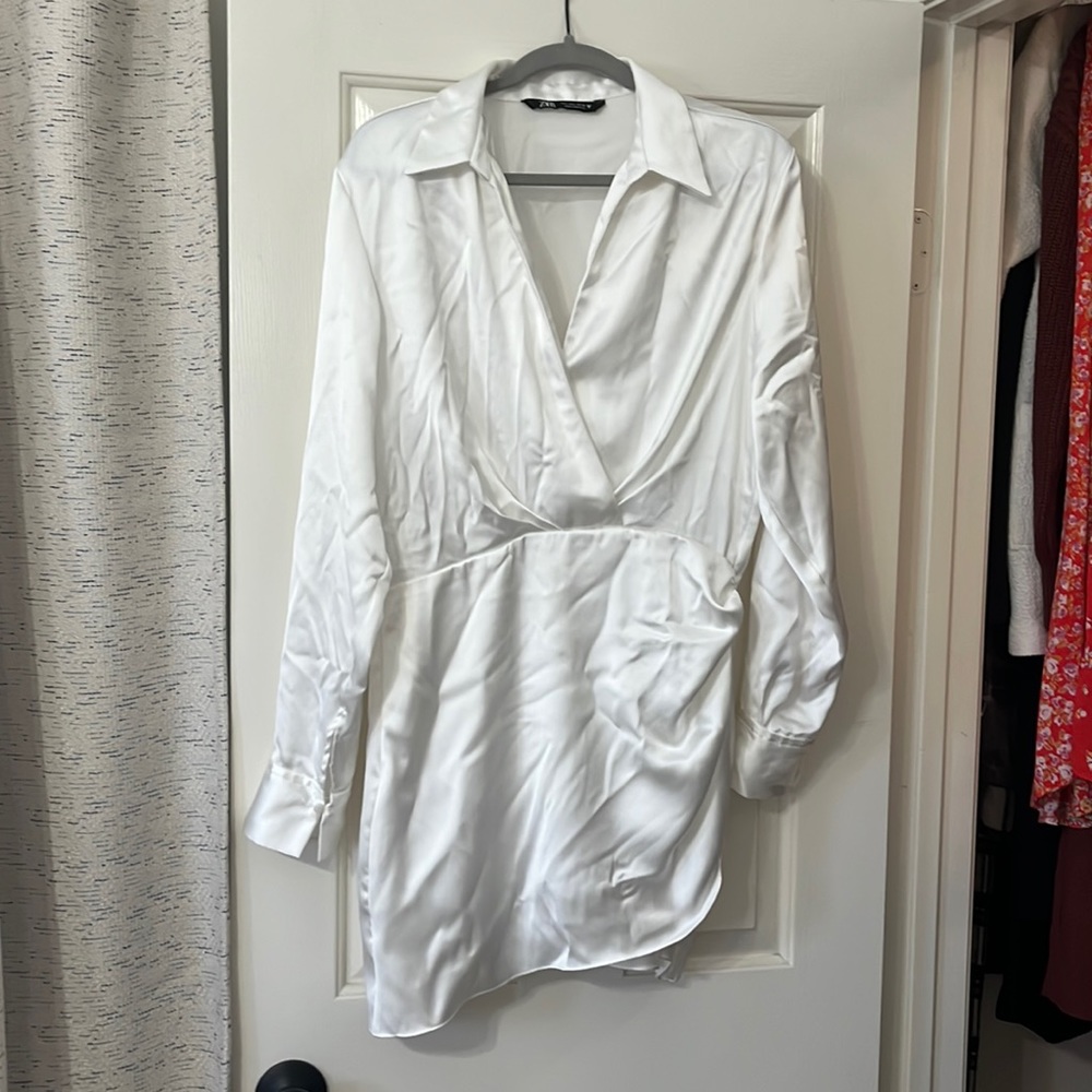 Zara white satin minidress